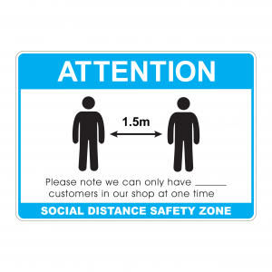 Social Distancing Shop Sign 1.5m - Blue